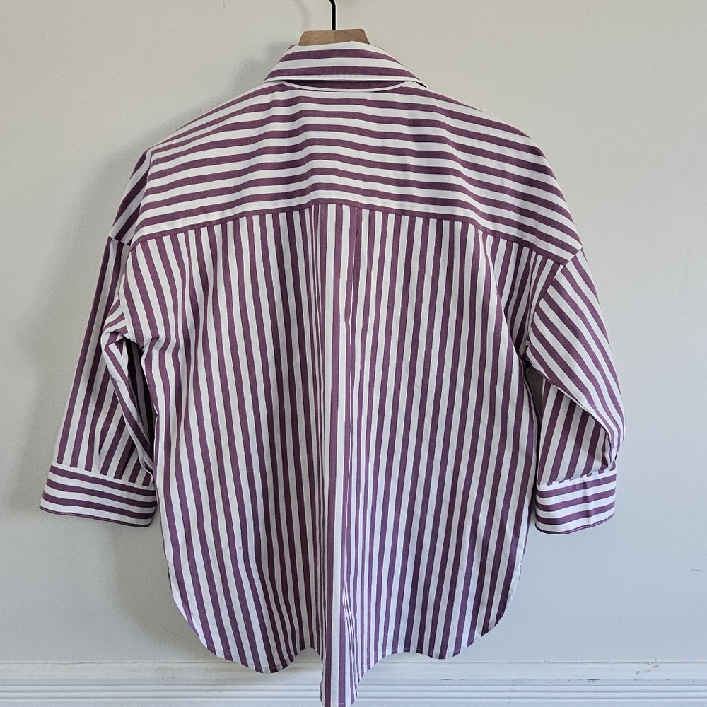 J.Jill Wearever Collection Striped Button Down Shirt Petite Medium Stretch - Picture 4 of 12